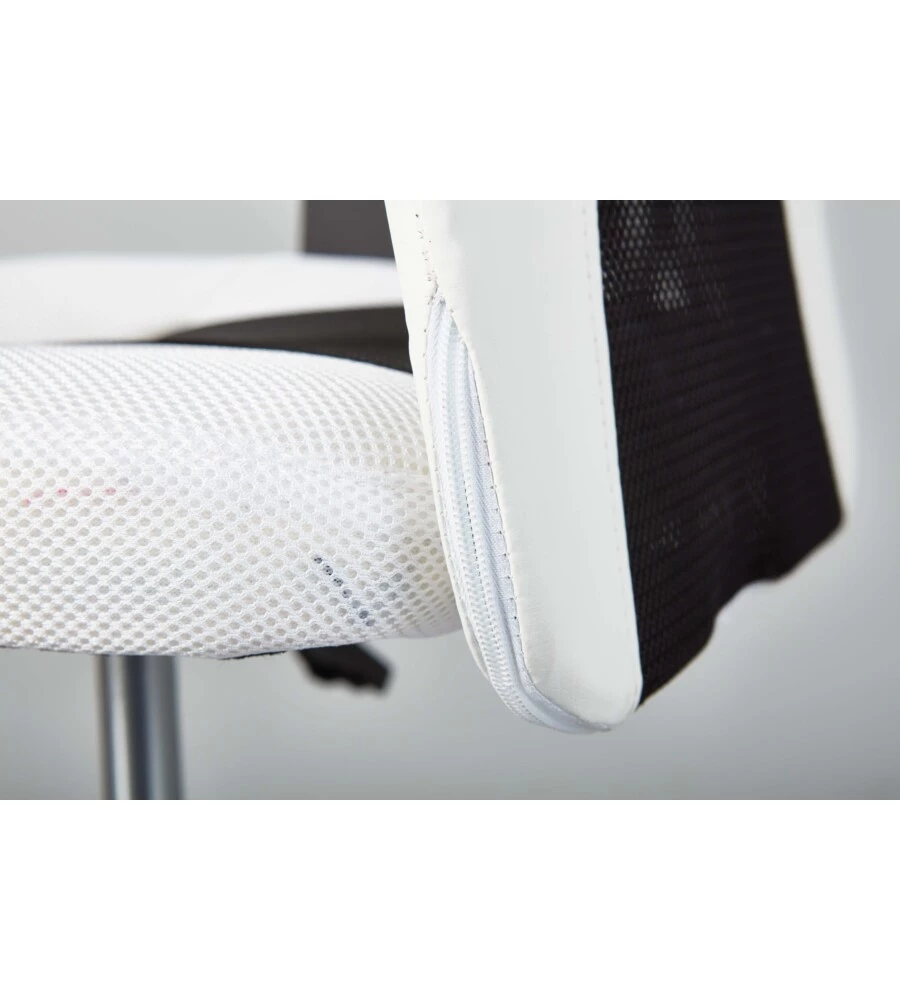 POLTRONCINA UFFICIO BIANCA CON BRACCIOLI E RUOTE, 55X54,5X85-95 CM